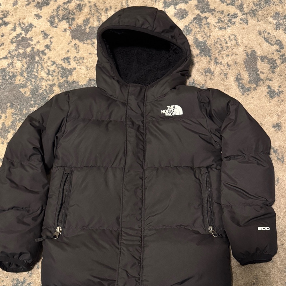 The North Face Black Hooded Down Jacket size 7